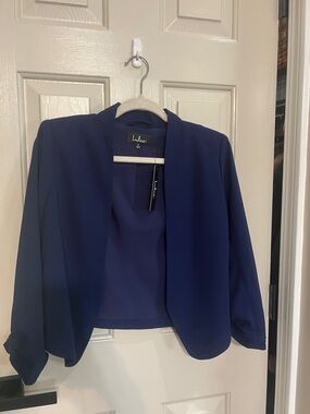 Lulu's Navy Cropped Open-Front Blazer
